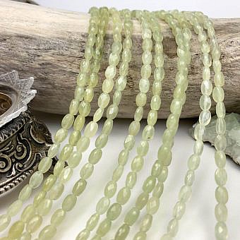 6x4mm Faceted Oval Serpentine (New Jade) Beads