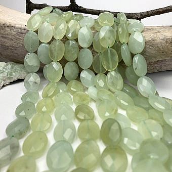 20x15mm Faceted Oval Serpentine (New Jade) Beads