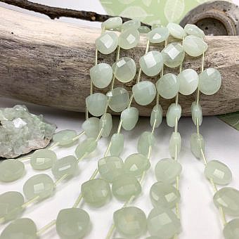 13mm Faceted Sweetheart Drop Serpentine (New Jade) Beads