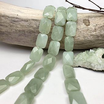 18x14mm Faceted Rectangle Serpentine (New Jade) Beads