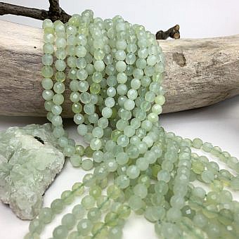 6mm Faceted Round Serpentine (New Jade) Beads
