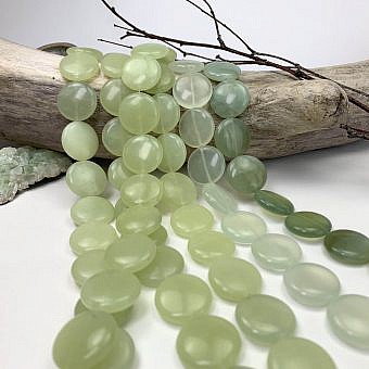 20mm Smooth Round Coin Serpentine (New Jade) Beads