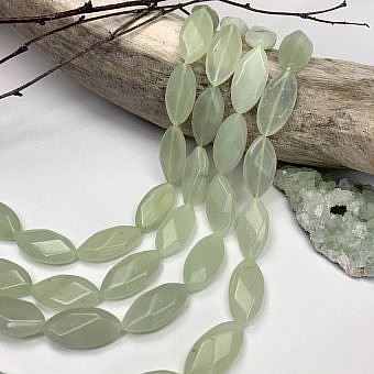 28x14mm Faceted Marquise Serpentine (New Jade) Beads