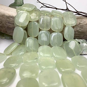 28x24mm Smooth Rectangle Serpentine (New Jade) Beads