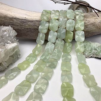 20x15mm Waved Rectangle Serpentine (New Jade) Beads