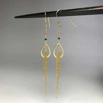 Alternative view of Effortless Teardrop Half Flat Pear Frame Brushed 14t Gold Vermeille Amoracast - Pendants Charms
