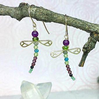 Alternative view of Dragonfly Wings Satin 14kt Gold Vermeille Amoracast - Bead Caps