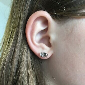 Alternative view of Huggies Prong Hoop Studs Earrings Satin 14kt Gold Vermeille Amoracast