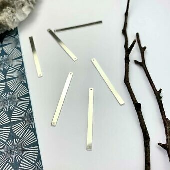 Spike Rectangle Bar Stamping Disc Blanks Sterling Silver .925 - Pendants Charms