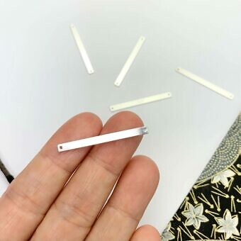 Alternative view of Skinny Rectangle Bar Stamping Disc Blanks Sterling Silver .925 - Connectors Pendants Charms