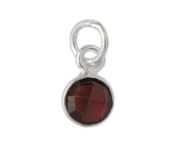 6mm Garnet Round Bezel Set Sterling Silver .925 - Pendants Charms (January) - Image 2