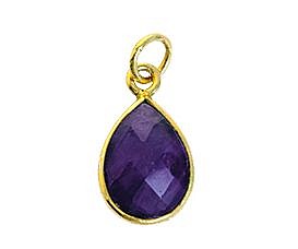Alternative view of Amethyst Teardrop Bezel Set 22kt Gold Plated Sterling Silver .925 - Pendants Charms (February)