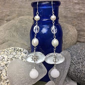 Alternative view of Seafaring Reversible Ships’ Wheel and Anchor Cails Sterling Silver .925 Amoracast