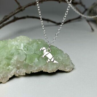 Alternative view of Origami T-Rex Dinosaur Satin 14kt Gold Vermeille Amoracast - Pendants Charms