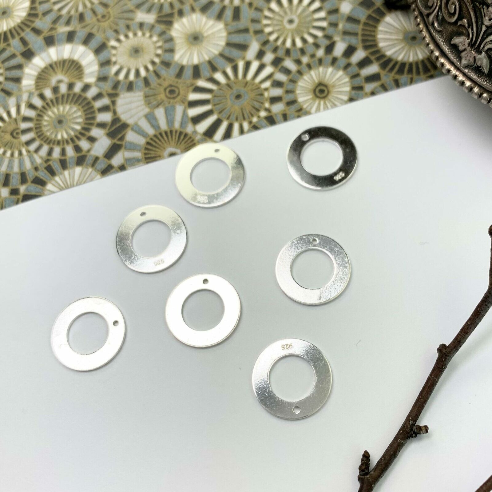 Round Donut Wheel Stamping Disc Blanks Sterling Silver .925 - Pendants Charms