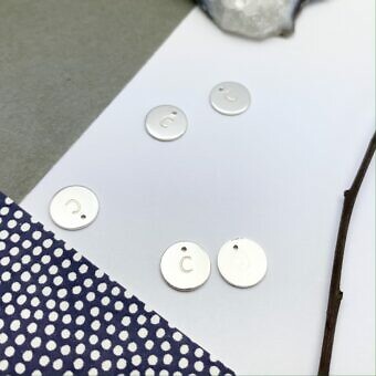 Letter C Initials Round Disc Sterling Silver .925 - Pendants Charms