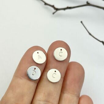 Alternative view of Letter C Initials Round Disc Sterling Silver .925 - Pendants Charms