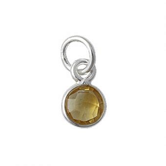 Alternative view of 6mm Citrine Round Bezel Set Sterling Silver .925 - Pendants Charms (November)