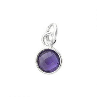 Alternative view of 6mm Amethyst Round Bezel Set Sterling Silver .925 - Pendants Charms (February)