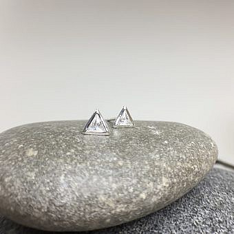 6mm Pyramid Triangle Clear CZ Crystals Studs Earrings Sterling Silver .925