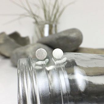Alternative view of 5mm Full Moon Round Disc Blanks Studs Earrings Sterling Silver .925 Amoracast