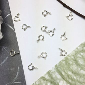 5mm Round Spring Lock Clasps- Open Ring Sterling Silver .925