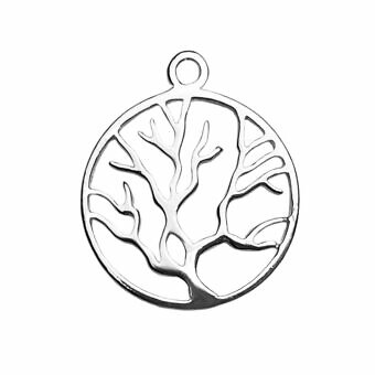 Fan Coral Round Frame Sterling Silver .925 Amoracast - Connectors Pendants Charms
