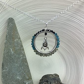 Alternative view of Blast Off! Rocket Ship Sterling Silver .925 Amoracast - Pendants Charms