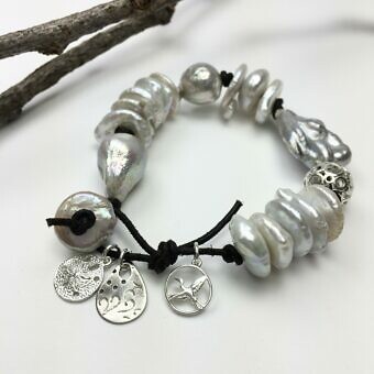 fdf2s fh8qs fph3s cx99a round beads bird frame Sand Dollar Black Leather sterling silver 925 amoracast