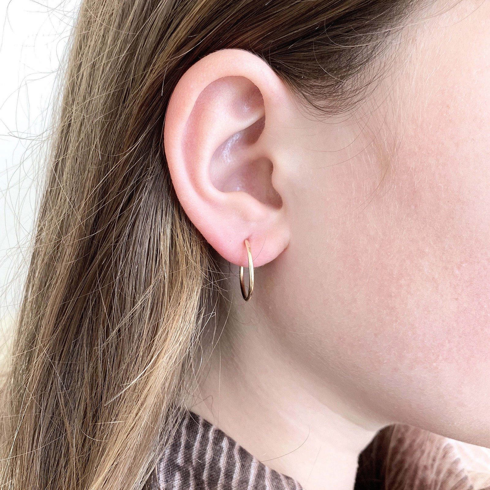 16mm Endless Hoops Sleeper Earrings 14kt Gold Filled - Image 2