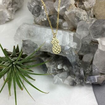 Alternative view of Pineapple Brushed 14kt Gold Vermeille Amoracast - Pendants Charms