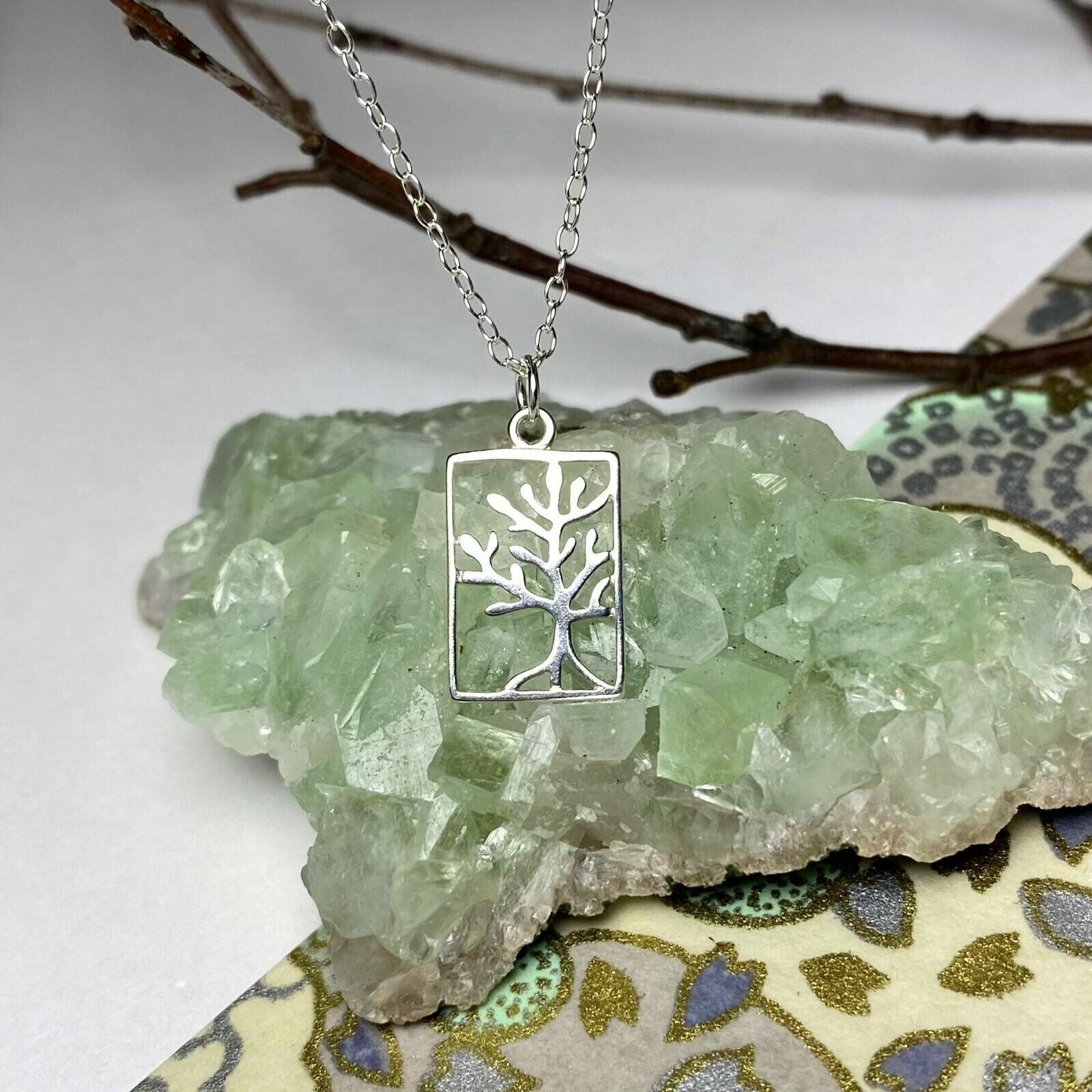 Tree of Life Rooted Rectangle Frame Sterling Silver .925 Amoracast - Pendants Charms - Image 2