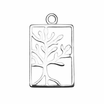 Tree of Life Rooted Rectangle Frame Sterling Silver .925 Amoracast - Pendants Charms