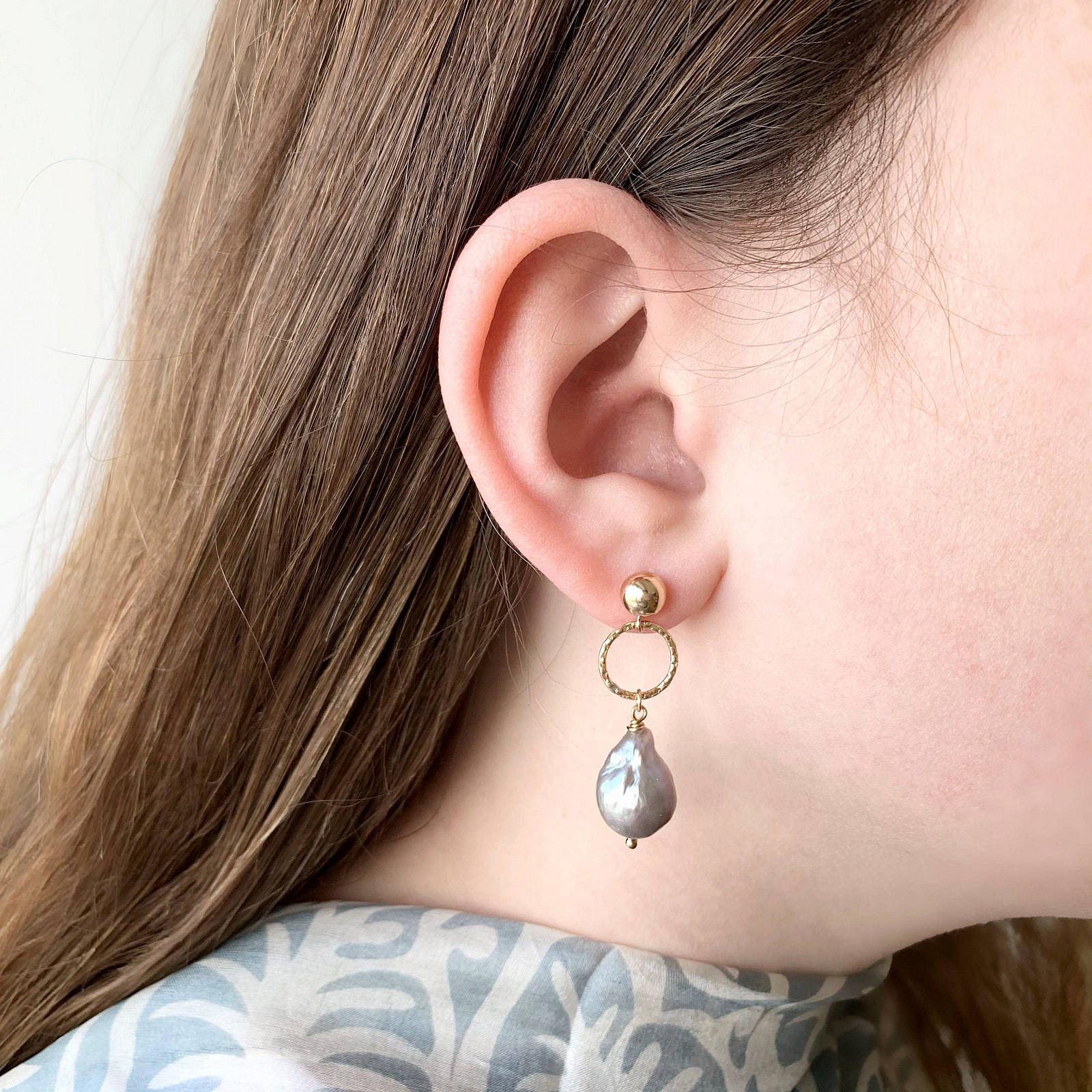 6mm Ball with Open Loop Studs Earrings 14kt Gold Filled - Image 2