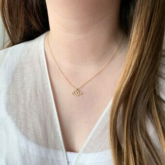 Alternative view of Classic Lotus Flower Bloom Brushed 14kt Gold Vermeille Amoracast - Connectors Pendants Charms