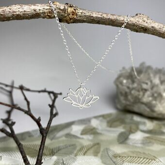 Alternative view of Small Blossomed Lotus Flower Sterling Silver .925 Amoracast - Connectors Pendants Charms