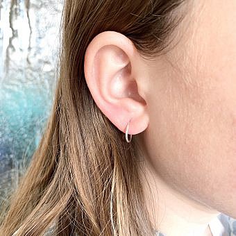 Alternative view of 12mm Endless Hoops Hinged Sleeper Earrings Sterling Silver .925