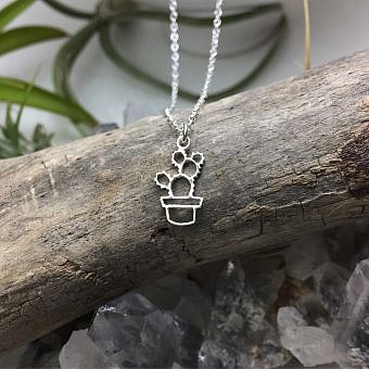 Alternative view of Potted Prickly Pear Cactus Brushed 14kt Gold Vermeille Amoracast - Connectors Pendants Charms