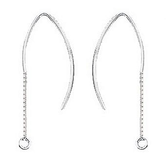 Alternative view of Small Marquise Hook with Box Chain Earrings Sterling Silver .925