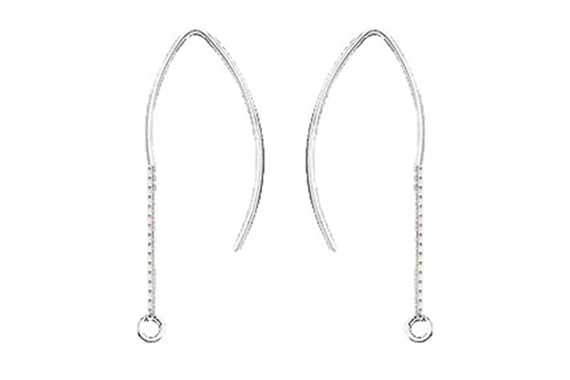 Small Marquise Hook with Box Chain Earrings Sterling Silver .925 - Image 2