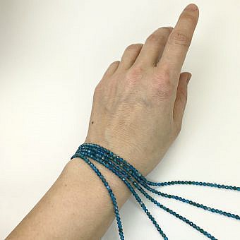 Alternative view of 3mm Blue Apatite Micro Faceted Round Beads