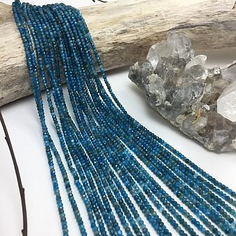 2x3mm Micro Faceted Rondelle Blue Apatite Beads