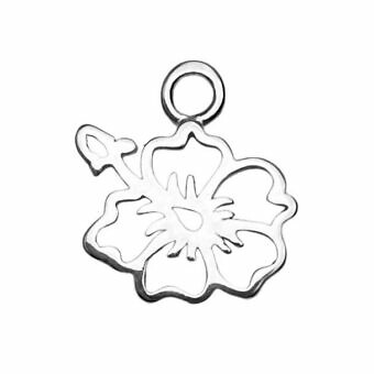 Hibiscus Flower Sterling Silver .925 Amoracast - Pendants Charms