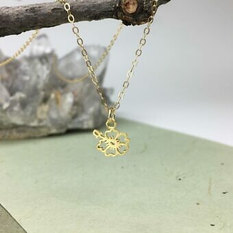Alternative view of Hibiscus Flower Brushed 14kt Gold Vermeille Amoracast - Pendants Charms