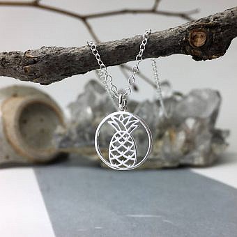 Alternative view of Pineapple Round Circle Frame Sterling Silver .925 Amoracast - Pendants Charms