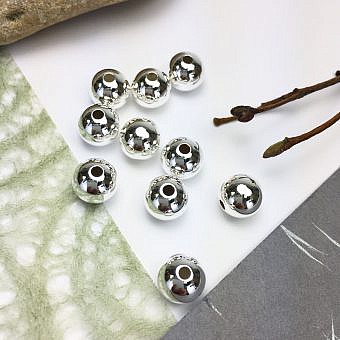 9mm Seamless Smooth Round Beads Sterling Silver .925