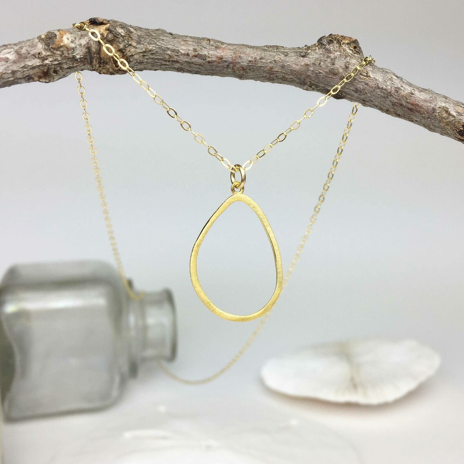 Avocado Frame Brushed 14kt Gold Vermeille Amoracast - Pendants - Image 2