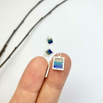 Alternative view of Rectangle Starburst Window Enamel Gradient Blue Sterling Silver .925 - Pendants Charms