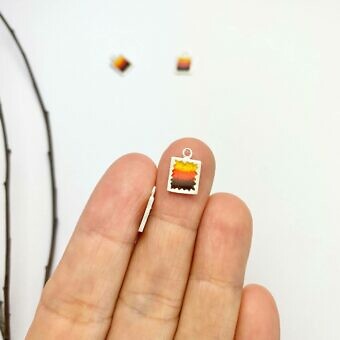 Alternative view of Rectangle Starburst Window Enamel Gradient Sunset Sterling Silver .925 - Pendants Charms