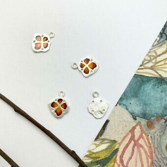 Wildflower Enamel Gradient Sunset Sterling Silver .925 - Pendants Charms